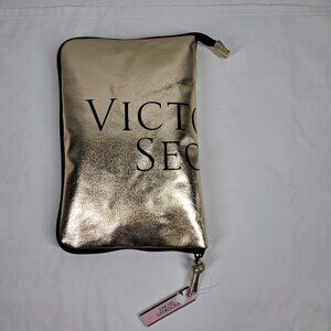 NWT's Victoria's Secret Gold Metallic Compact Weekender Tote Duffle Shopper Bag